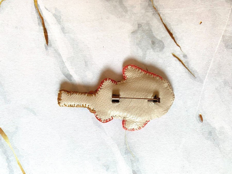Handmade brooch "Jolly Fish" crafted using a combination of embroidery and sequins - Ornamentico shop