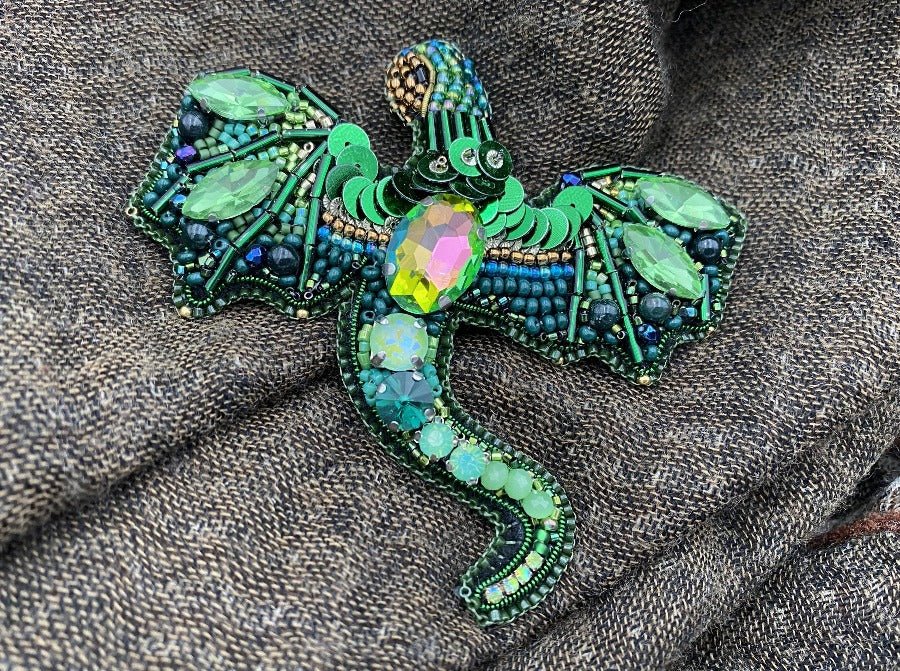 Introducing our handmade brooch in shape of a dragon, perfect for adding a touch of magic to any outfit - Ornamentico shop