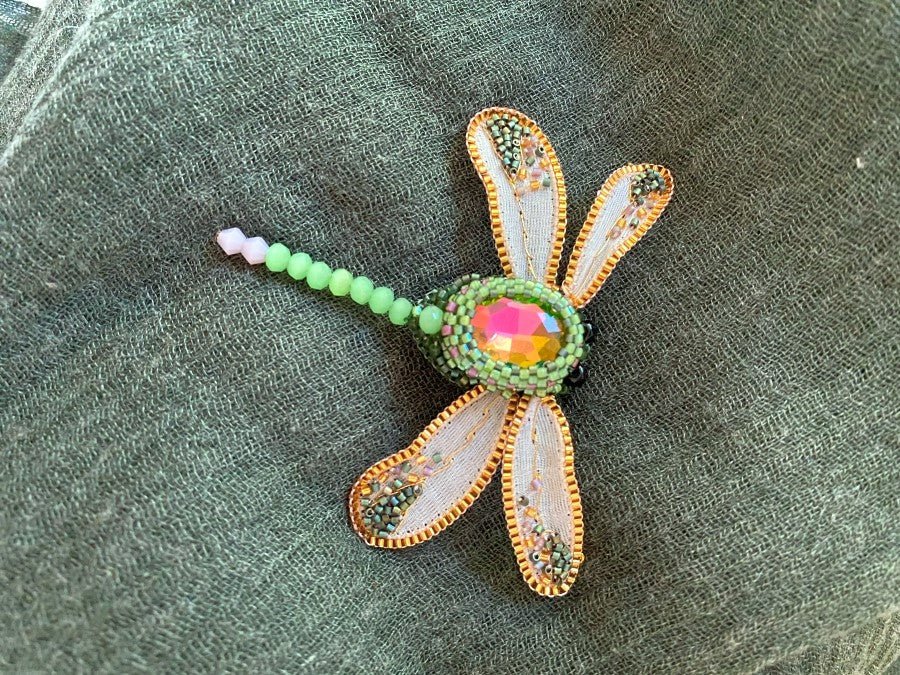 Handmade brooch "Sparkling Dragonfly" - Ornamentico shop