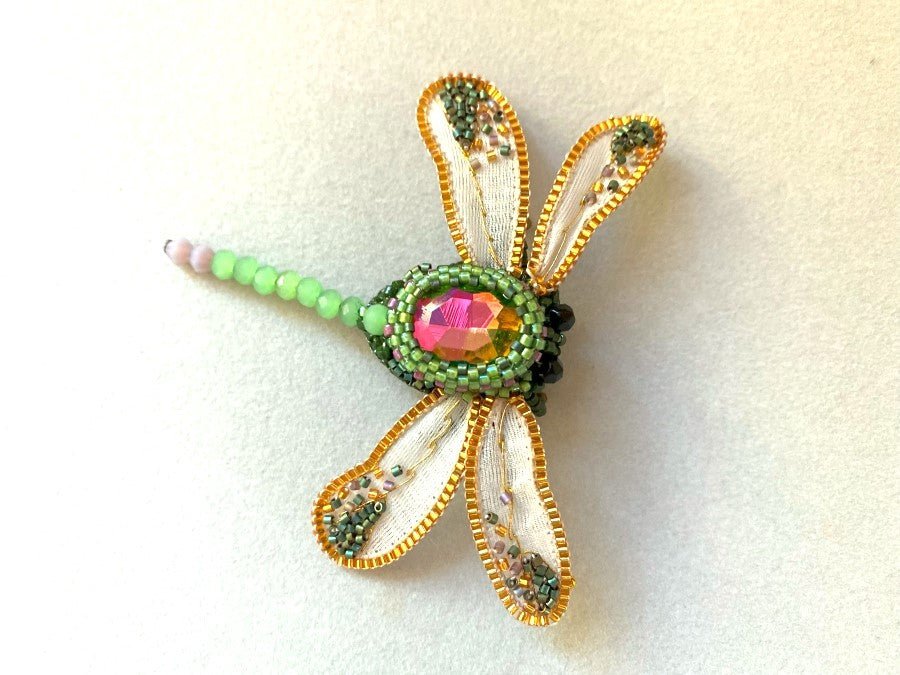 Handmade brooch "Sparkling Dragonfly" - Ornamentico shop