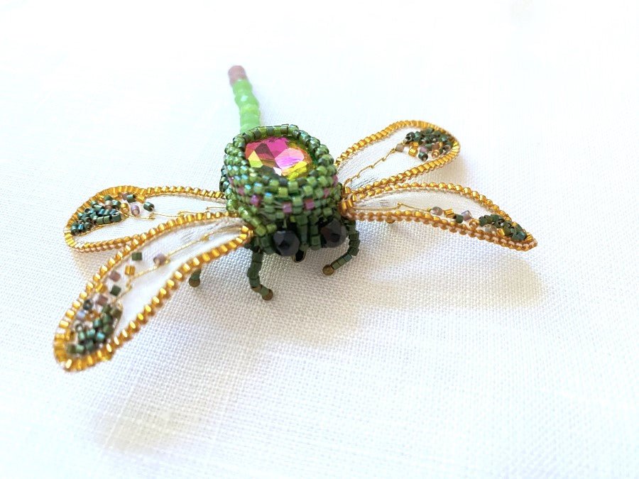 Handmade brooch "Sparkling Dragonfly" - Ornamentico shop