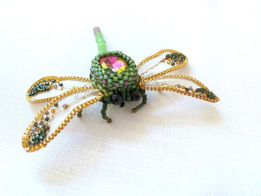 Handmade brooch "Sparkling Dragonfly" - Ornamentico shop