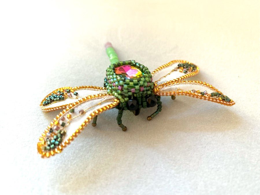 Handmade brooch "Sparkling Dragonfly" - Ornamentico shop