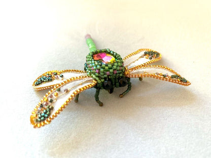 Handmade brooch "Sparkling Dragonfly" - Ornamentico shop