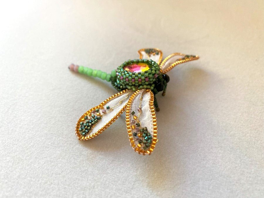 Handmade brooch "Sparkling Dragonfly" - Ornamentico shop