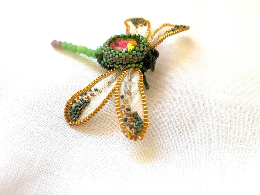 Handmade brooch "Sparkling Dragonfly" - Ornamentico shop