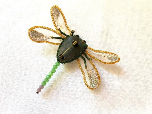 Handmade brooch "Sparkling Dragonfly" - Ornamentico shop