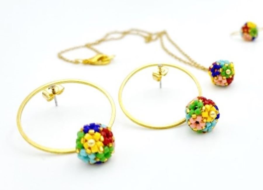 Handmade earrings "Creole flowerbed" from the Miyuki beads - Ornamentico shop