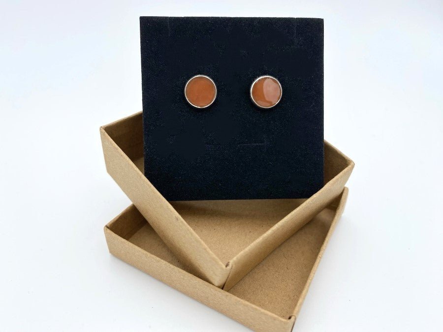 Stud earrings with colorful epoxy inlay. earrings featuring the most popular jewelry colors of 2023- Ornamentico shop