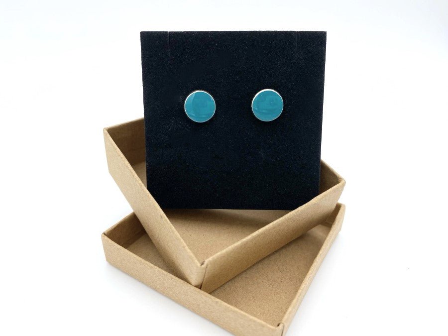 Stud earrings with colorful epoxy inlay. earrings featuring the most popular jewelry colors of 2023- Ornamentico shop