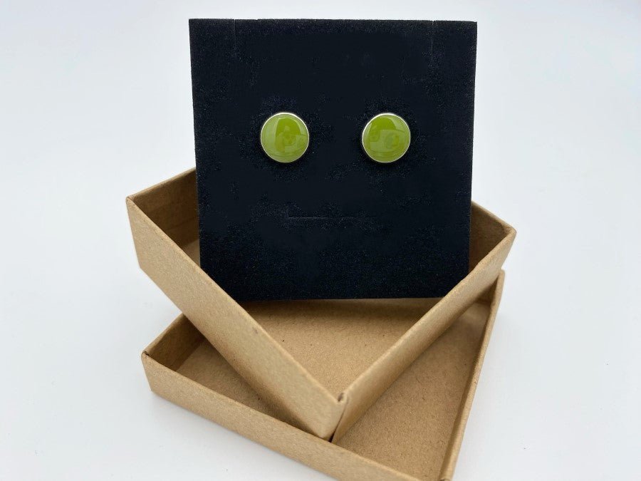 Stud earrings with colorful epoxy inlay. earrings featuring the most popular jewelry colors of 2023- Ornamentico shop