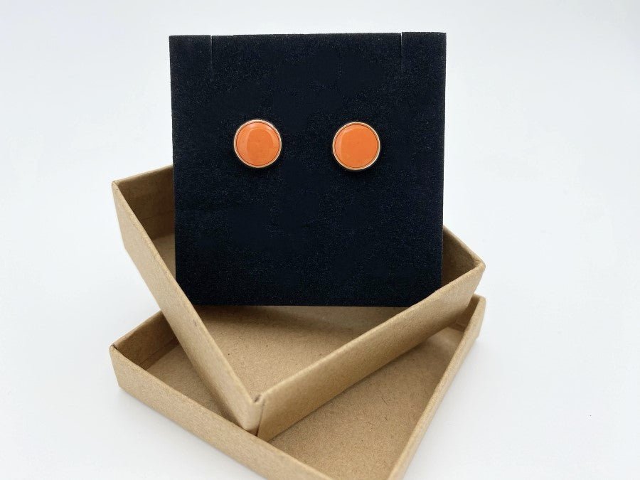 Stud earrings with colorful epoxy inlay. earrings featuring the most popular jewelry colors of 2023- Ornamentico shop