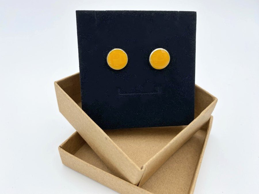 Stud earrings with colorful epoxy inlay. earrings featuring the most popular jewelry colors of 2023- Ornamentico shop