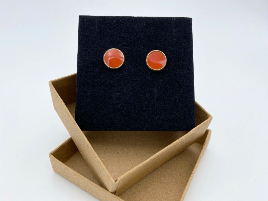 Stud earrings with colorful epoxy inlay. earrings featuring the most popular jewelry colors of 2023- Ornamentico shop