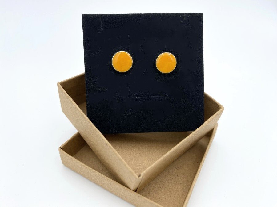 Stud earrings with colorful epoxy inlay. earrings featuring the most popular jewelry colors of 2023- Ornamentico shop