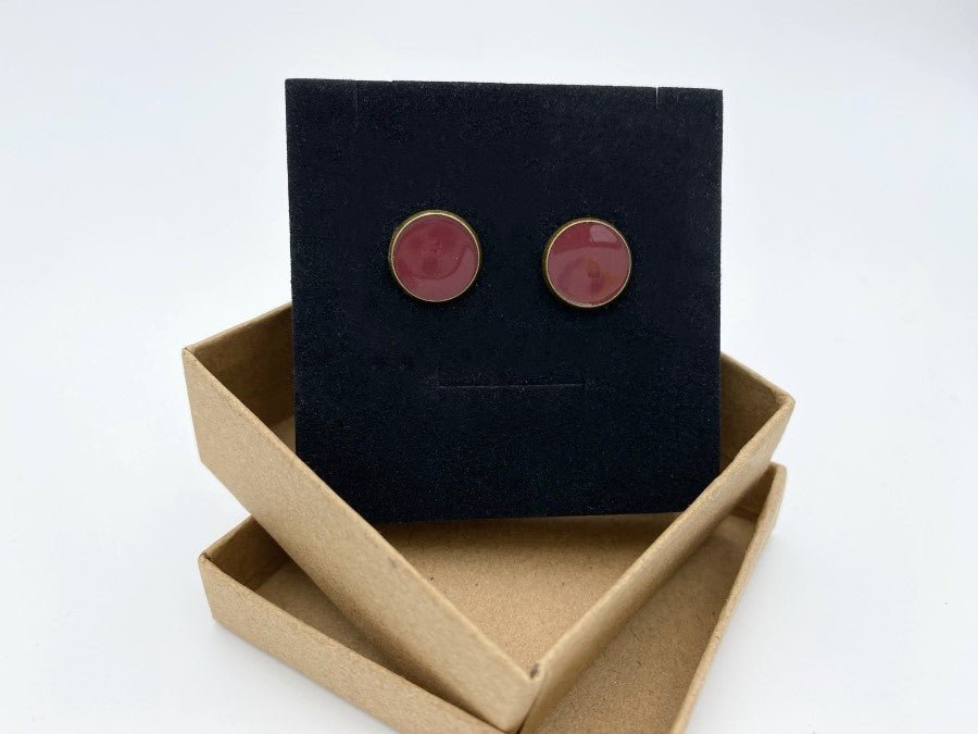 Stud earrings with colorful epoxy inlay. earrings featuring the most popular jewelry colors of 2023- Ornamentico shop