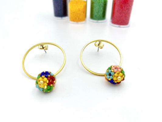 Minimalistic colorful and elegant handmade earrings from Miyuki beads - Ornamentico shop