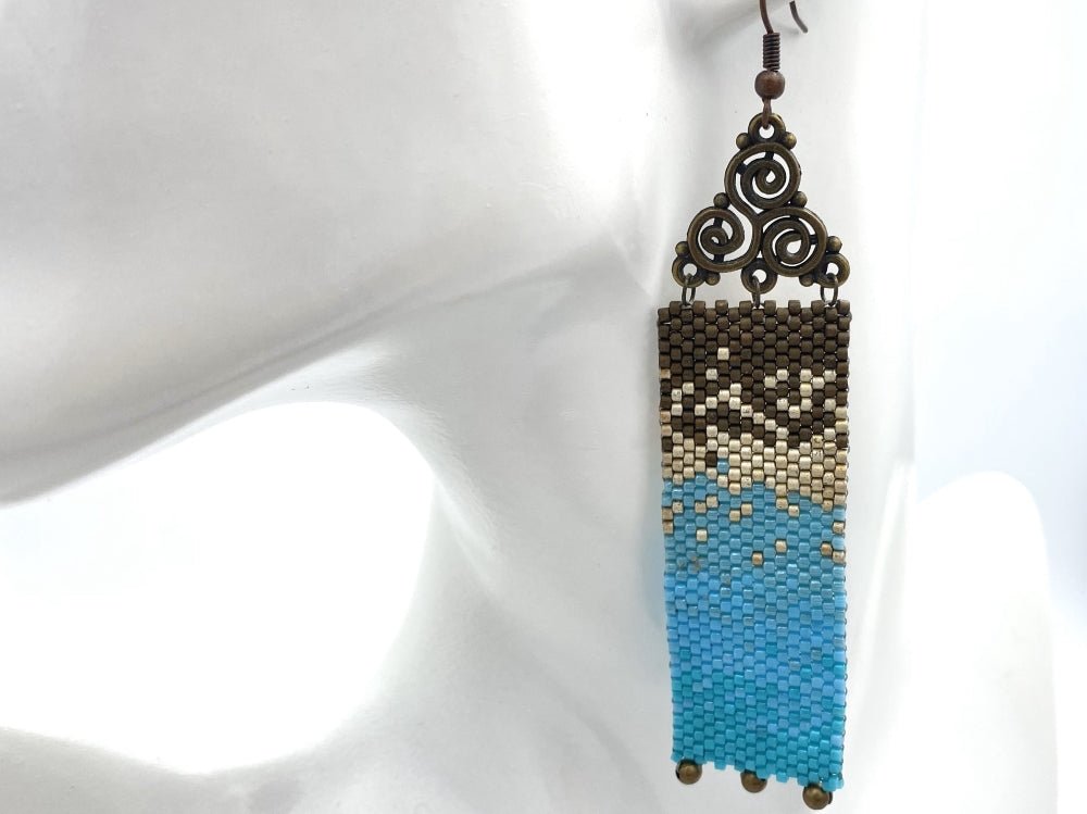 Stylish and light handmade earrings from beads Miyuki made in Peyote technique. “Seashore” collection - Ornamentico shop