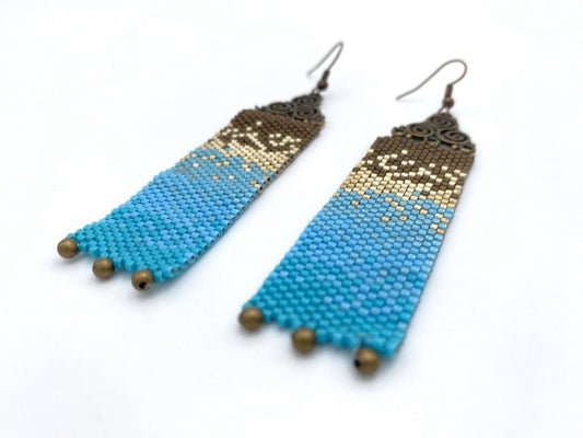 Stylish and light handmade earrings from beads Miyuki made in Peyote technique. “Seashore” collection - Ornamentico shop