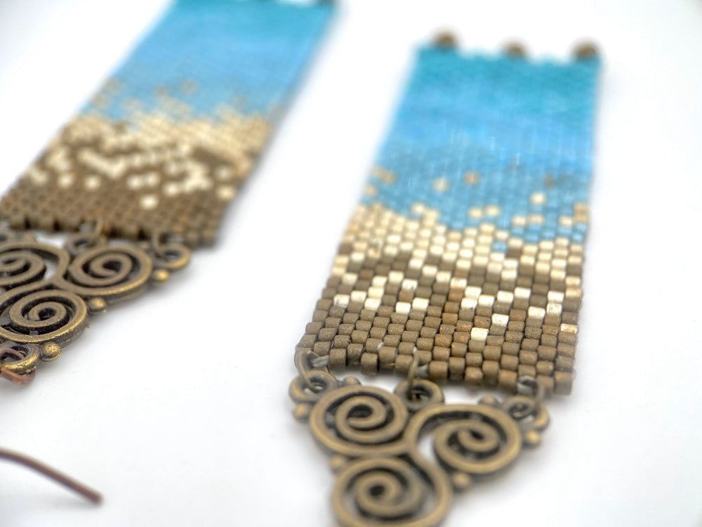 Stylish and light handmade earrings from beads Miyuki made in Peyote technique. “Seashore” collection - Ornamentico shop