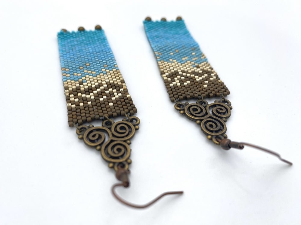 Stylish and light handmade earrings from beads Miyuki made in Peyote technique. “Seashore” collection - Ornamentico shop