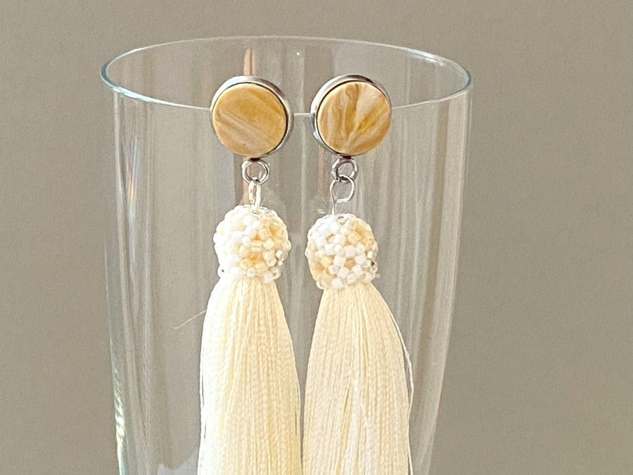 Handmade earrings made with beads, tassels and polymer clay - Ornamentico shop