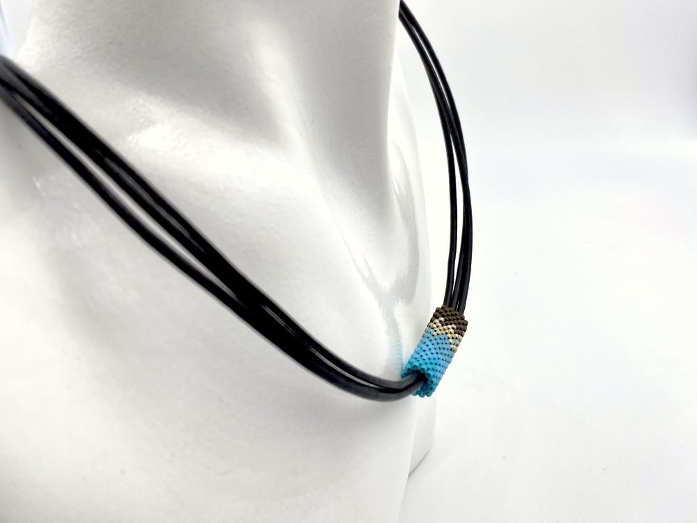 Handmade necklace on leather cord from beads Miyuki - Ornamentico shop