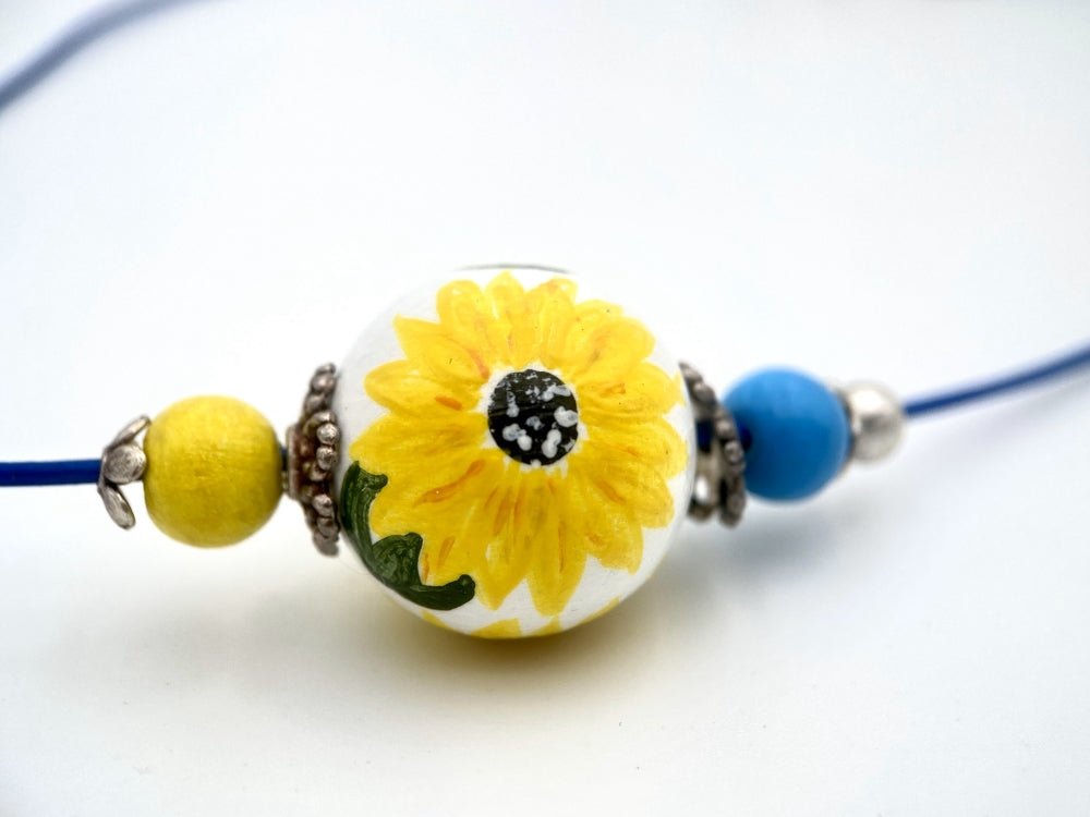 Handmade necklace from hand painted wooden beads crafted in Boho style - Ornamentico shop