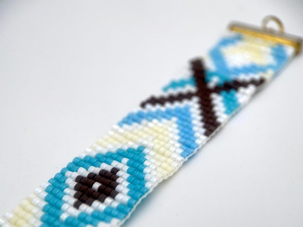 Multicolored handmade bracelet from beads crafted in weaved technique from Miyuki beads - Ornamentico shop