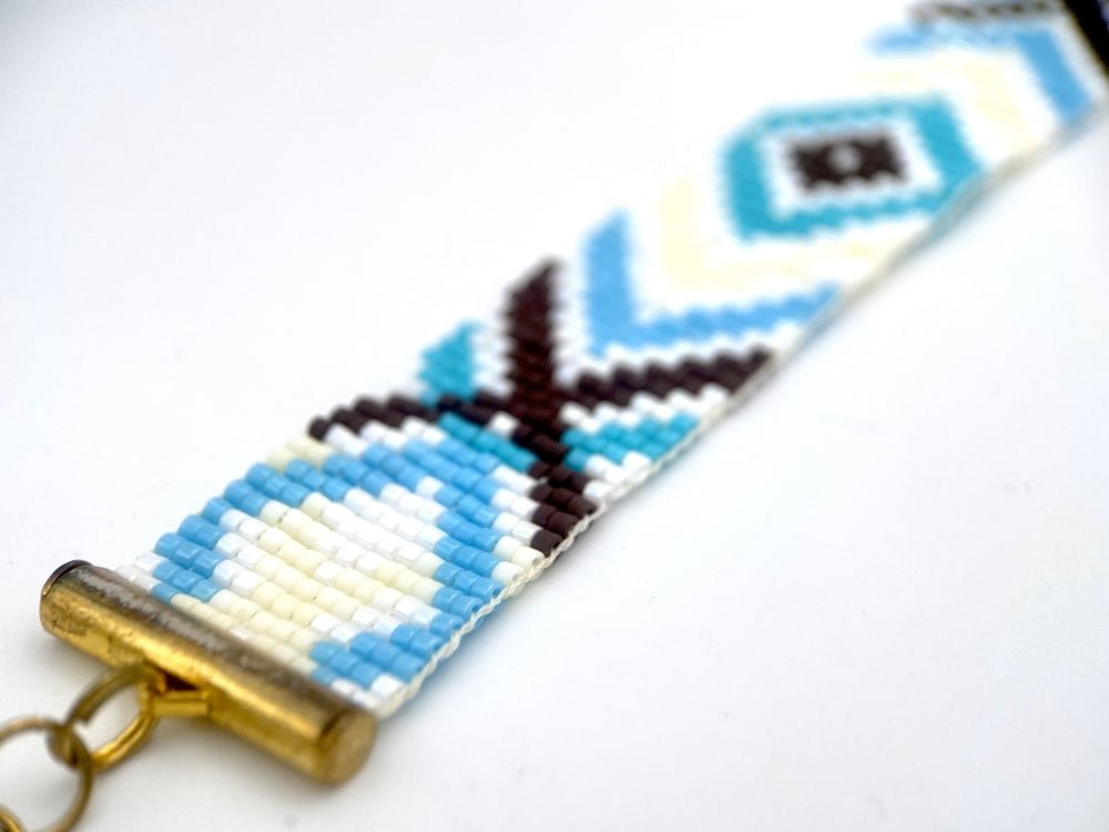 Multicolored handmade bracelet from beads crafted in weaved technique from Miyuki beads - Ornamentico shop