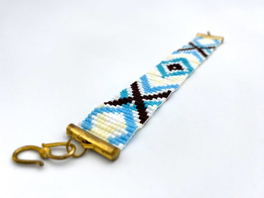 Multicolored handmade bracelet from beads crafted in weaved technique from Miyuki beads - Ornamentico shop