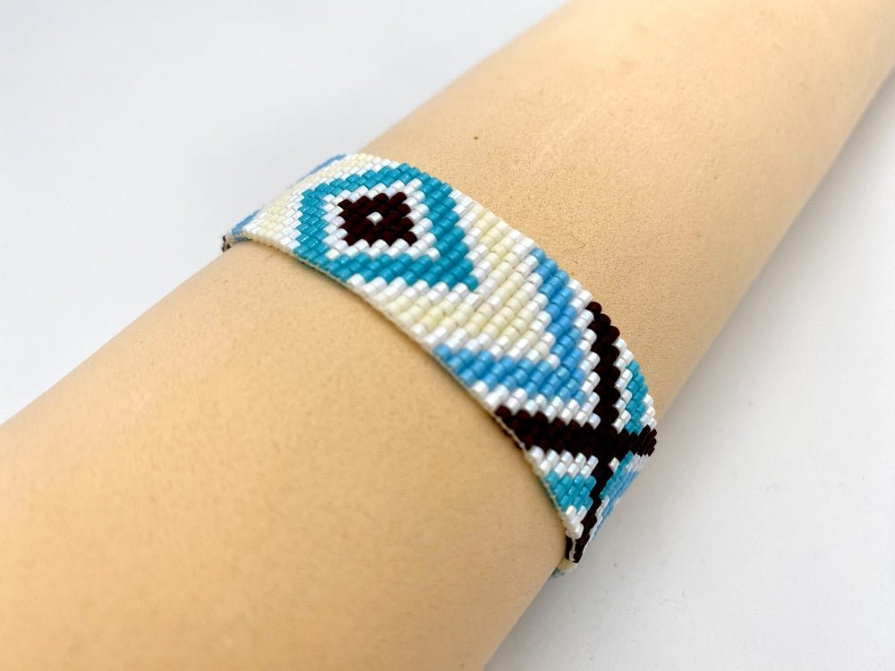 Multicolored handmade bracelet from beads crafted in weaved technique from Miyuki beads - Ornamentico shop