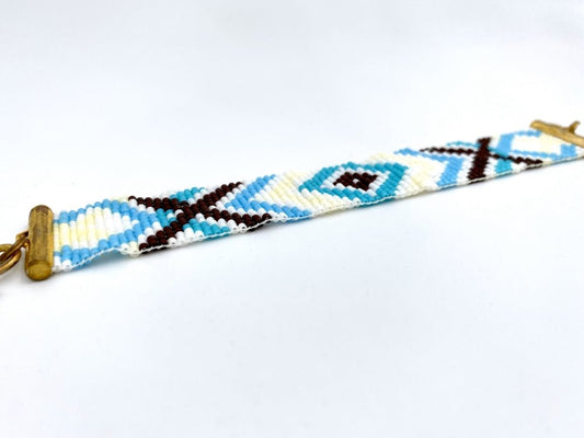 Multicolored handmade bracelet from beads crafted in weaved technique from Miyuki beads - Ornamentico shop