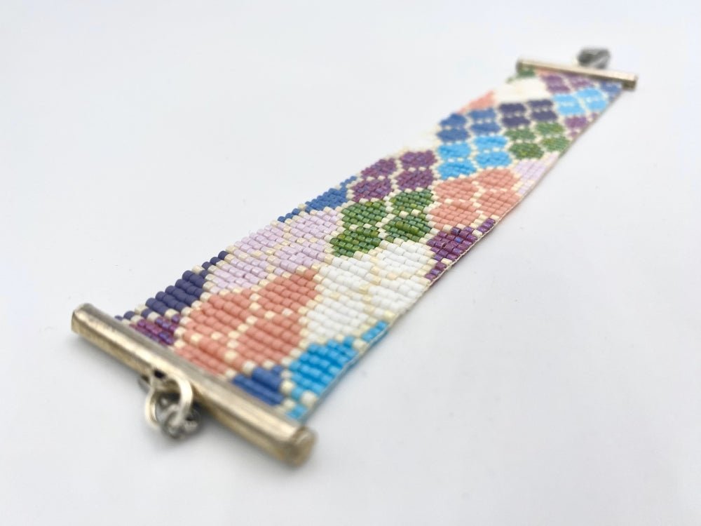 Multicolored handmade bracelet from beads crafted in weaved technique from Miyuki beads - Ornamentico shop