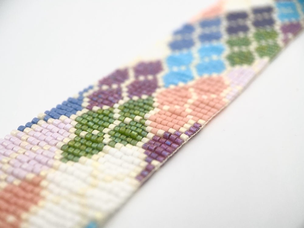 Multicolored handmade bracelet from beads crafted in weaved technique from Miyuki beads - Ornamentico shop