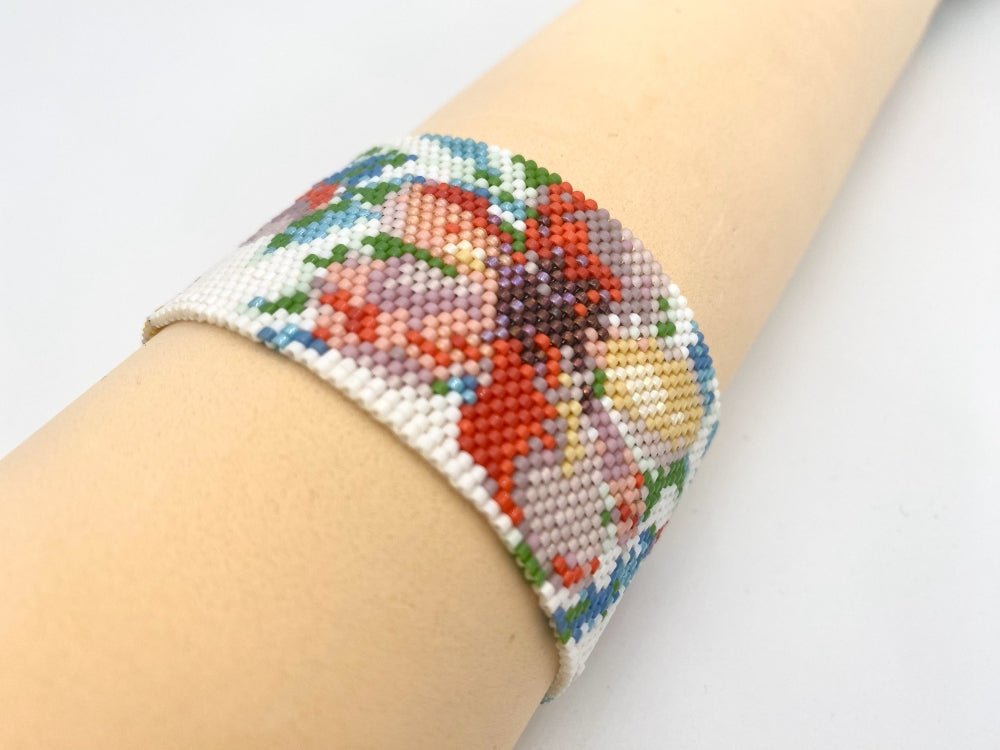 Exclusive soft handmade bracelet from beads crafted in Peyote stitch style. Design by Joan Theodore - Ornamentico shop