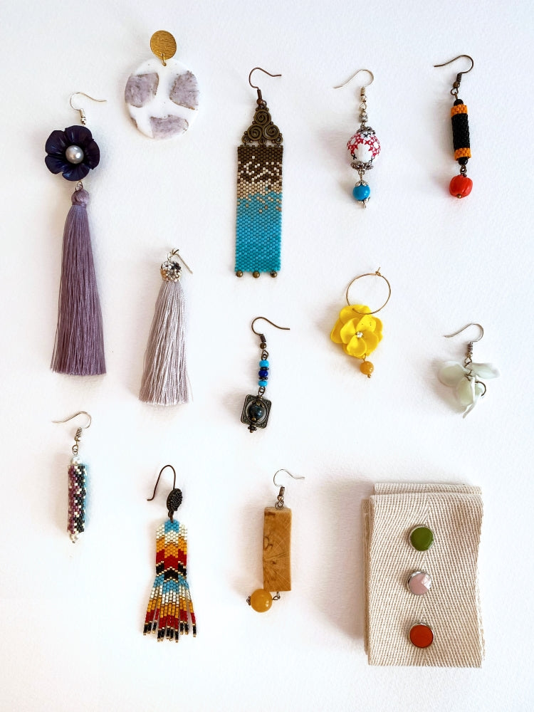 Handmade earrings made from Japanese Miyuki beads, natural stones, and wood - Ornamentico shop