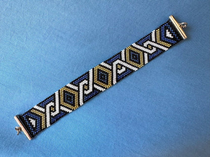 Handmade bracelet from beads Miyuki is crafted using Peyote technique in geometrical motif - Ornamentico shop