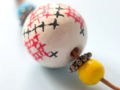 Handmade necklace from hand painted wooden beads crafted in Boho style - Ornamentico shop