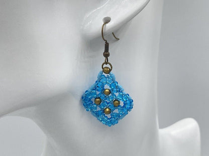 Handmade vintage earrings made of Miyuki beads with bronze fittings - Ornamentico shop