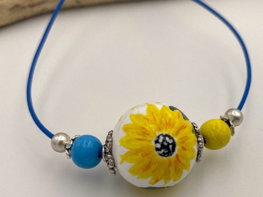 Handmade necklace from hand painted wooden beads crafted in Boho style - Ornamentico shop