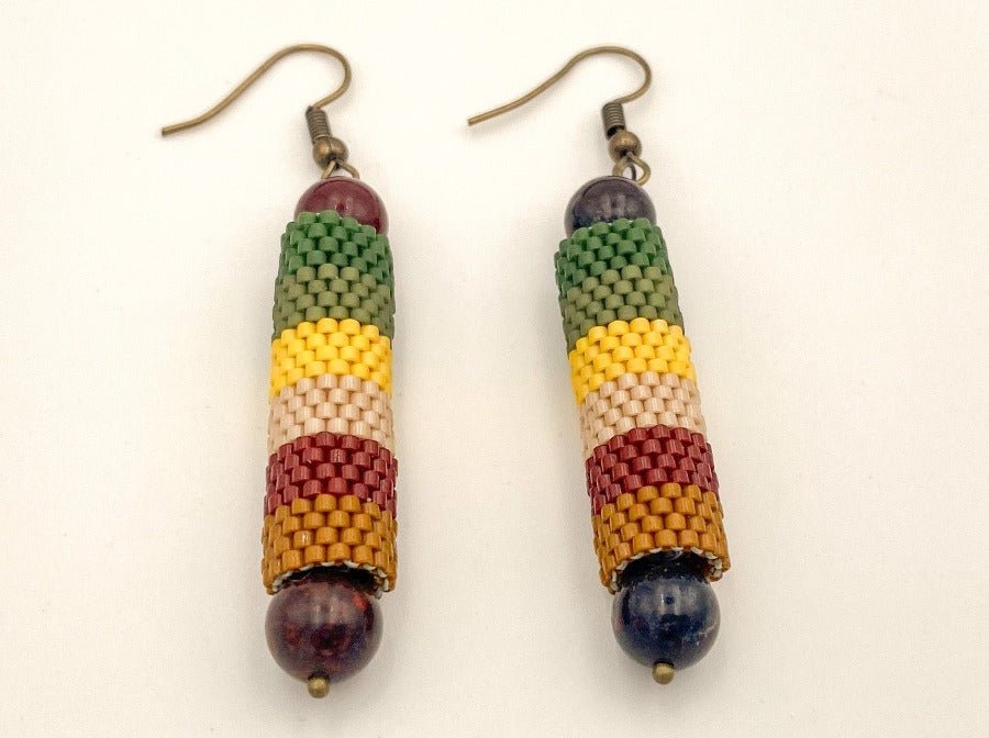 Handmade earrings from beads and jasper "Indian Summer" - Ornamentico group
