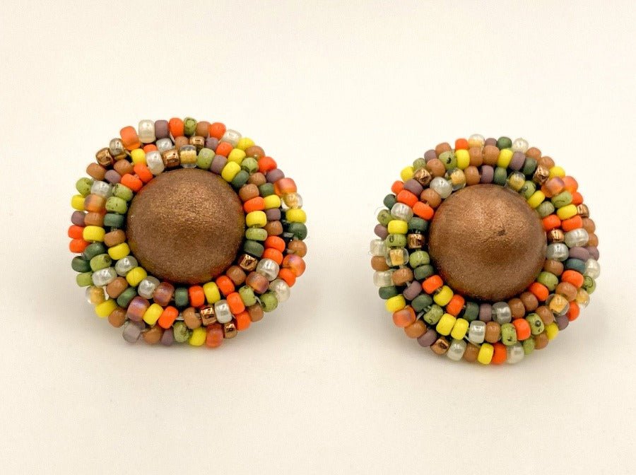 Handmade earrings from beads "Sunny Autumn" - Ornamentico shop