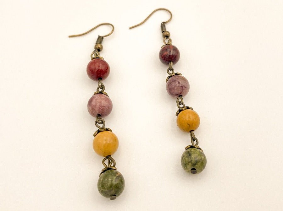 Handmade earrings with stones "Spheres" - Ornamentico shop