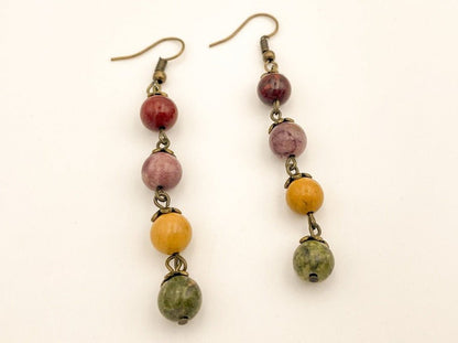 Handmade earrings with stones "Spheres" - Ornamentico shop