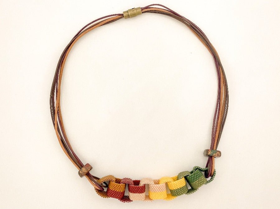 Handmade necklace from jewelry set "Leaf fall" crafted from Miyuki beads - Ornamentico shop