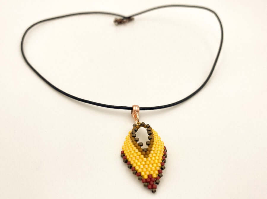 Handmade necklace from beads Miyuki "Leaf fall" - Ornamentico shop
