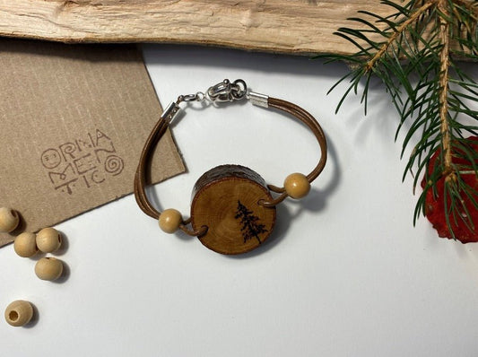 Bracelet with wooden insert "Spruce" - Ornamentico shop