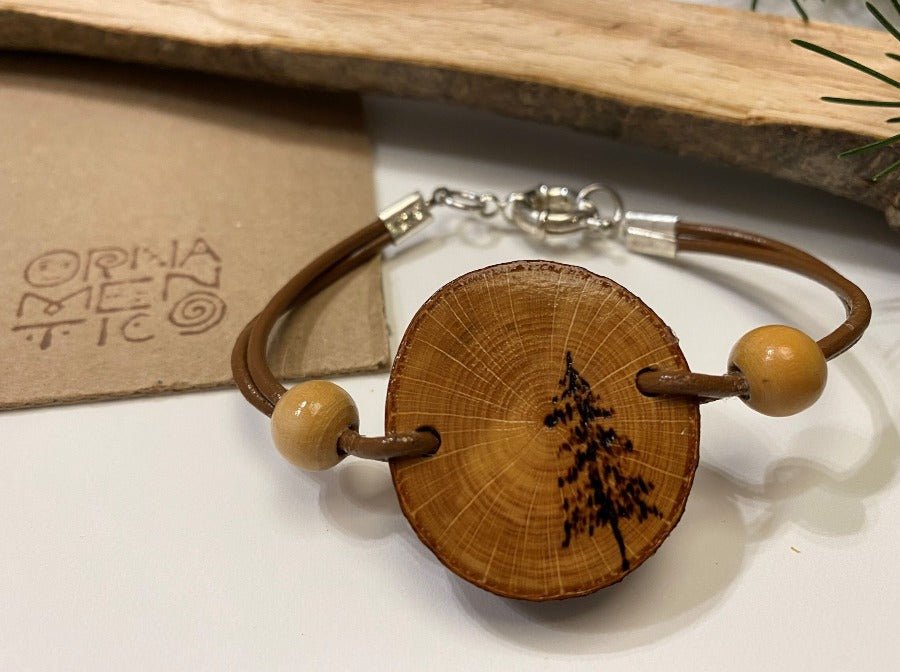 Bracelet with wooden insert "Spruce" - Ornamentico shop