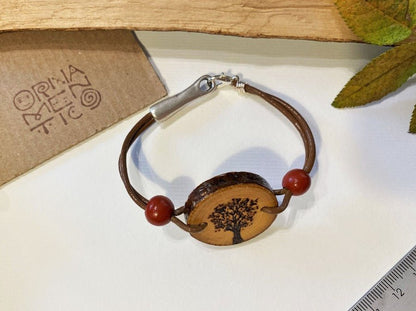 Bracelet with wooden insert "Tree", handmade bracelet - Ornamentico shop